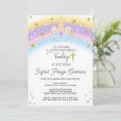 Unicorn 5 anniversaire et baptême invitation Espag (Debout devant)