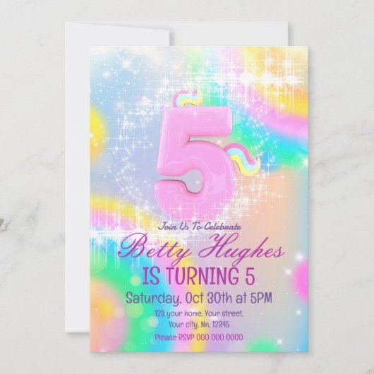 Unicorn 5e anniversaire Invitation (Devant)