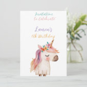 Unicorn 6e anniversaire Invitation (Debout devant)