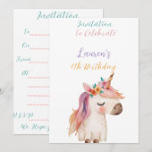 Unicorn 6e anniversaire Invitation (Devant / Derrière)