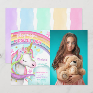 Unicorn 6e anniversaire Invitation photo