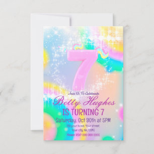 Unicorn 7e anniversaire Invitation