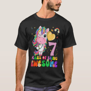 Unicorn 7th Birthday 7 Years Old Girls Princess P T-shirt