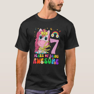 Unicorn 7th Birthday 7 Years Old Girls Princess P T-shirt