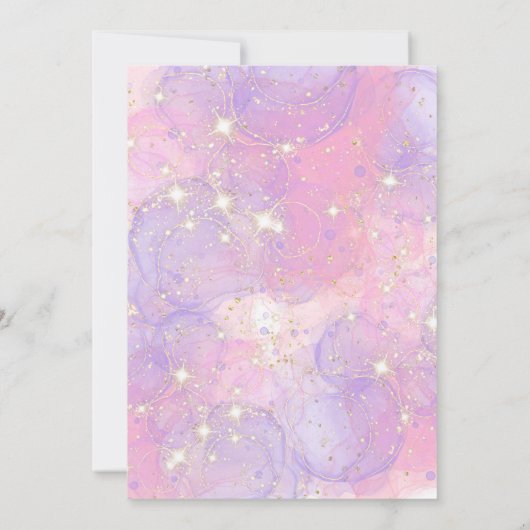 Unicorn 8e anniversaire Invitation fille rose or m (Dos)