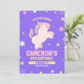 Unicorn 9e anniversaire Invitation pour les filles (Debout devant)