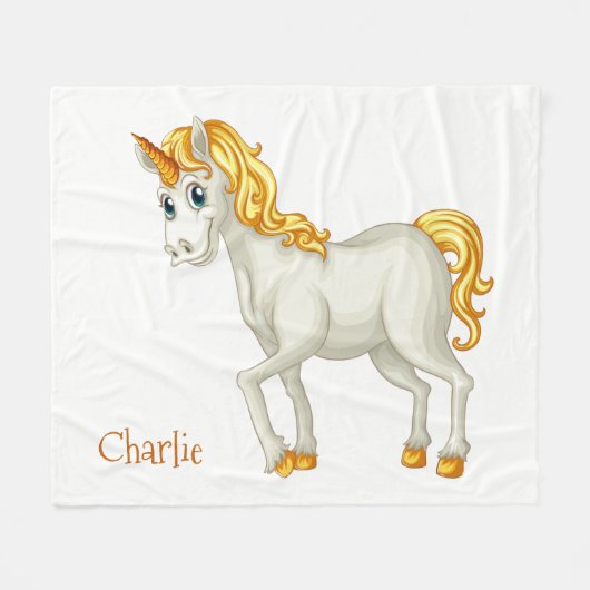 Unicorn aangepaste naam fleece dekens (Voorkant (Horizontaal))