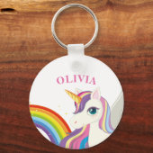 Unicorn aangepaste naam girly sleutelhanger (Voorkant)