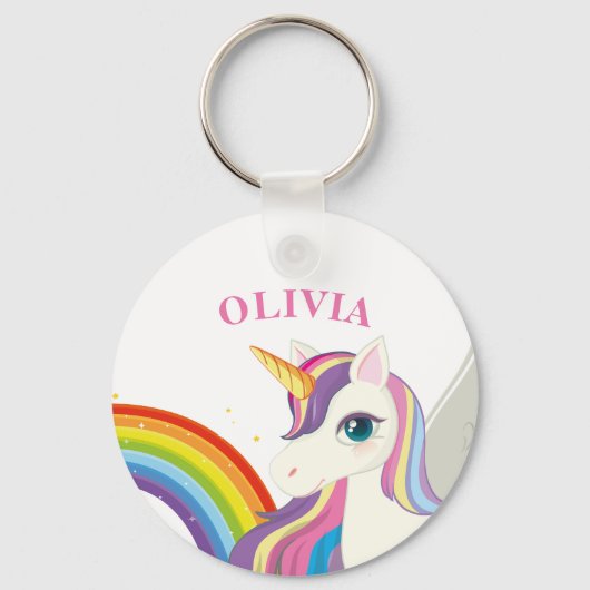 Unicorn aangepaste naam girly sleutelhanger (Achterkant)
