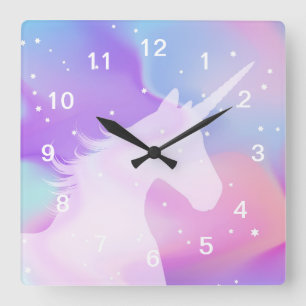 Unicorn - acrylwandklok vierkante klok