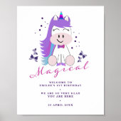 Unicorn Affiche de bienvenue fête d'anniversaire (Devant)