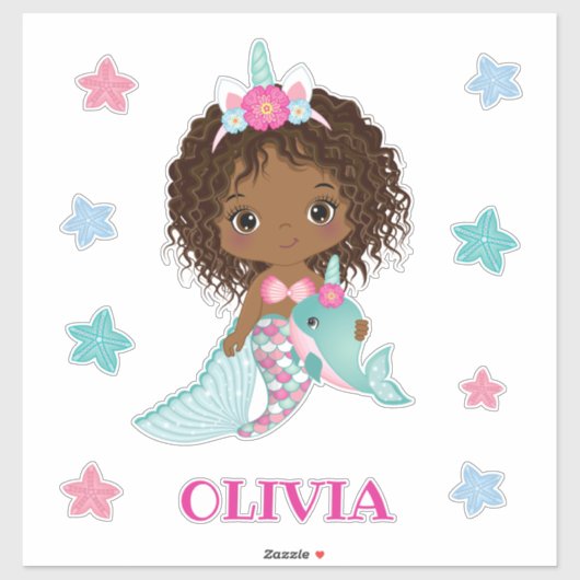 Unicorn African Mermaid Sticker (Vel)