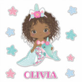 Unicorn African Mermaid Sticker (Voorkant)