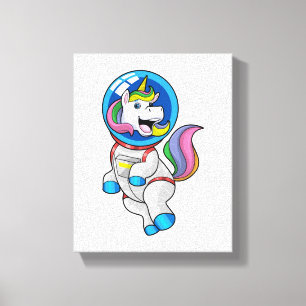 Unicorn als astronaut in de ruimte canvas afdruk