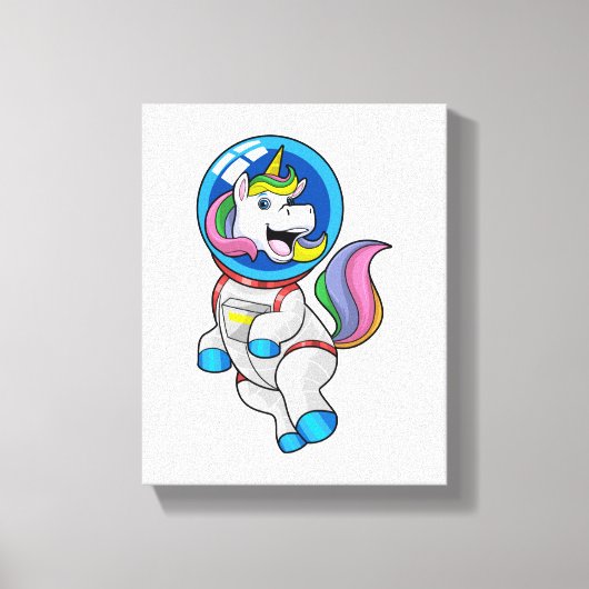 Unicorn als astronaut in de ruimte canvas afdruk (Voorkant)
