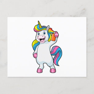 Unicorn als Hairdresser met Hairspray Briefkaart