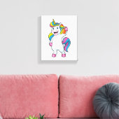 Unicorn als Hairdresser met Hairspray Canvas Afdruk (Insitu (Woonkamer))