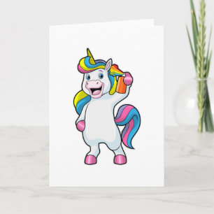 Unicorn als Hairdresser met Hairspray Kaart