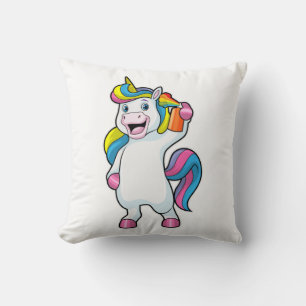 Unicorn als Hairdresser met Hairspray Kussen