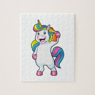 Unicorn als Hairdresser met Hairspray Legpuzzel