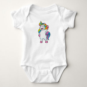Unicorn als Hairdresser met Hairspray Romper