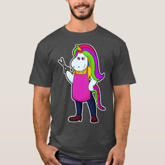 Unicorn als Hairdresser met schaar T-shirt