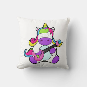Unicorn als muzikant met gitaar kussen