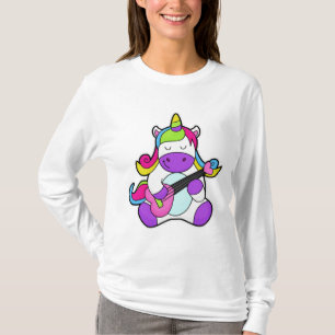 Unicorn als muzikant met gitaar t-shirt