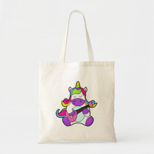 Unicorn als muzikant met gitaar tote bag