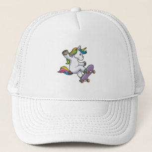 Unicorn als Skater met Skateboard Trucker Pet