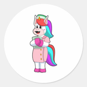 Unicorn als verpleegster ronde sticker