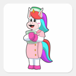 Unicorn als verpleegster vierkante sticker