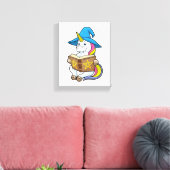 Unicorn als wizard met Boek en Pet Canvas Afdruk (Insitu (Woonkamer))