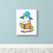 Unicorn als wizard met Boek en Pet Canvas Afdruk (Insitu (Houten vloer))