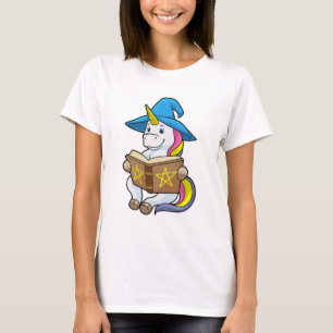 Unicorn als wizard met Boek en Pet T-shirt