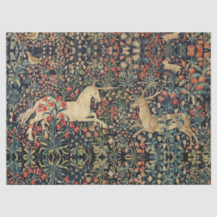 UNICORN AND DEER, FLOWERS, BOSBOUWDIEREN TISSUEPAPIER