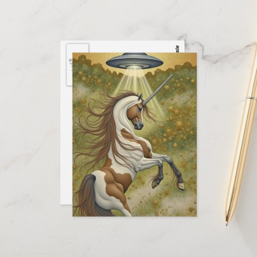 Unicorn and UFO Briefkaart (Voorkant / Achterkant in situ)
