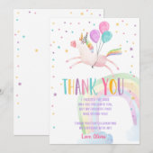 Unicorn anniversaire Carte de remerciements rose m (Devant / Derrière)