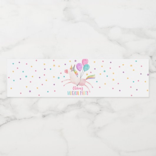 Unicorn Anniversaire Étiquette Rainbow Magical Gir (Étiquettes simples)