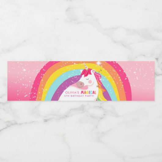 Unicorn Anniversaire Étiquette Rainbow Magical Gir (Étiquettes simples)