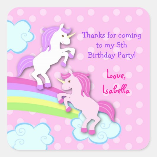 Unicorn Anniversaire Fête Favoriser Stickers (Devant)