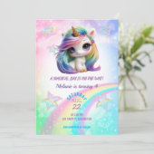Unicorn Anniversaire Fête Fille Invitation (Debout devant)
