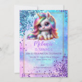 Unicorn Anniversaire Fête Fille Invitation (Devant)