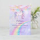 Unicorn Anniversaire Fête Fille Invitation (Debout devant)