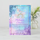 Unicorn Anniversaire Fête Fille Invitation (Debout devant)