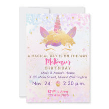 Unicorn Anniversaire Fête Invitation Magique Metal