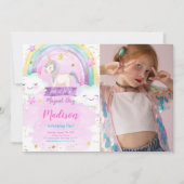 Unicorn Anniversaire Fête Photo Invitation (Devant)