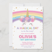 Unicorn Anniversaire Invitation 1er Anniversaire (Devant)