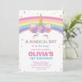 Unicorn Anniversaire Invitation 1er Anniversaire (Debout devant)
