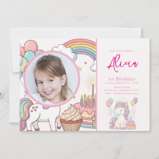 Unicorn Anniversaire Invitation 1er Anniversaire